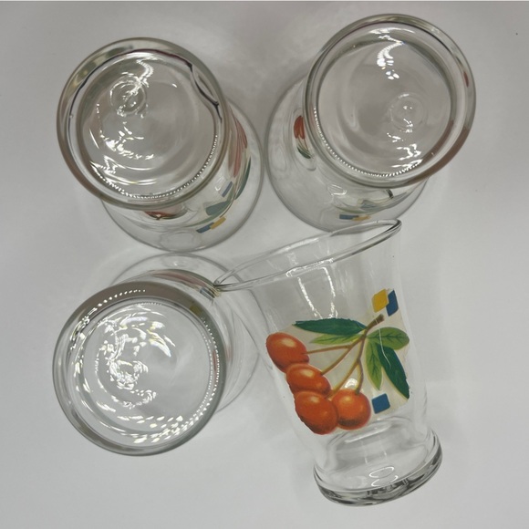 Vintage Mid-Century Cherry Fruit Pattern Cordial Shot Glasses- set of 4 - Picture 8 of 8